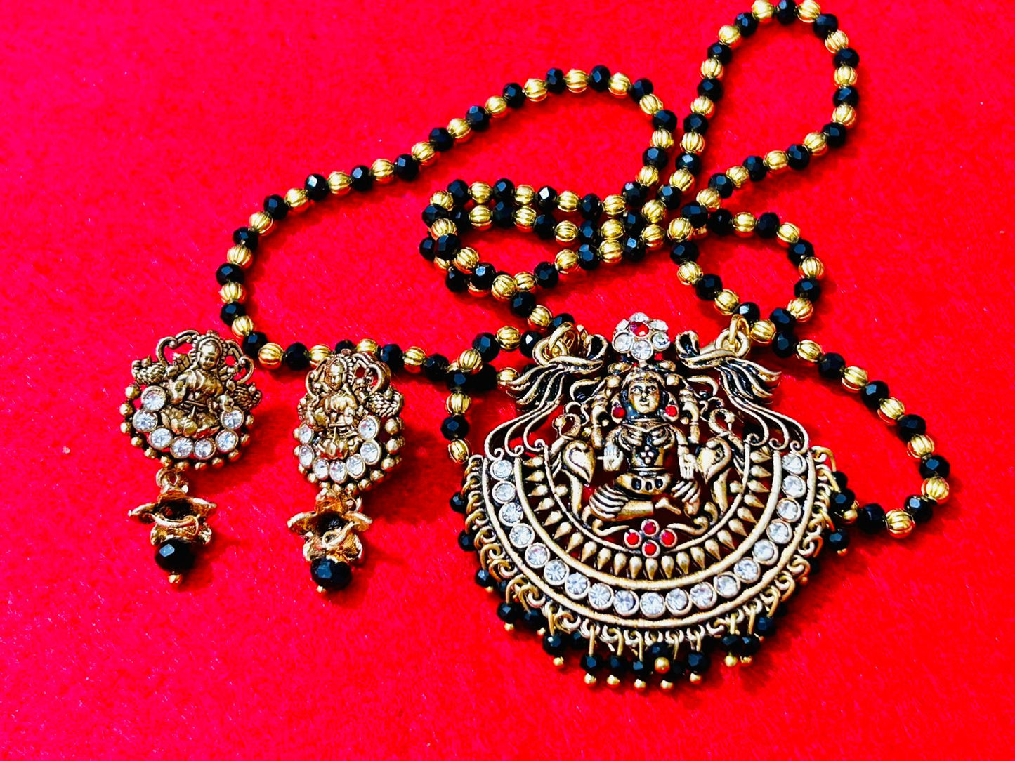 ROSAMODE Divine Devi Lakshmi Mangalsutra Necklace Set with Earrings for Women