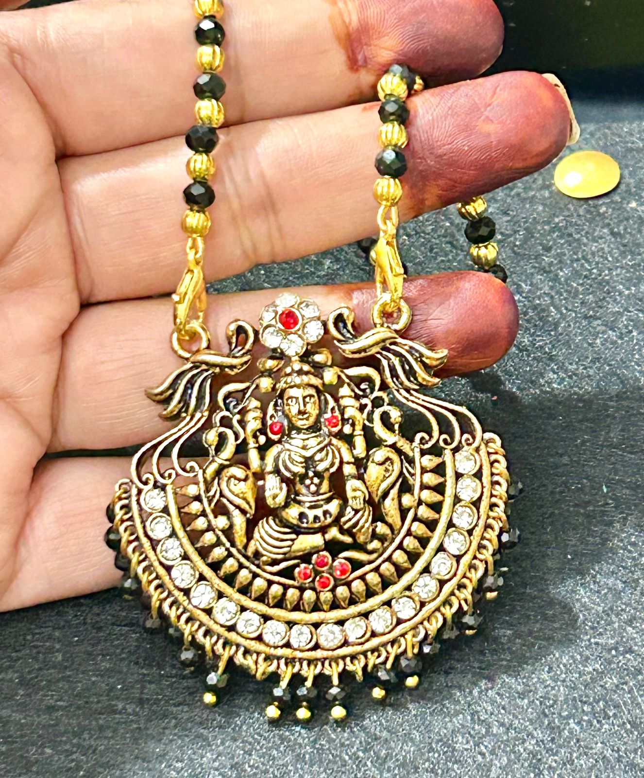 ROSAMODE Divine Devi Lakshmi Mangalsutra Necklace Set with Earrings for Women