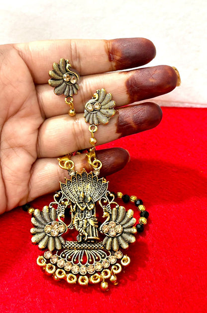 Divine Radha Krishna Mangalsutra Necklace with earrings for Women