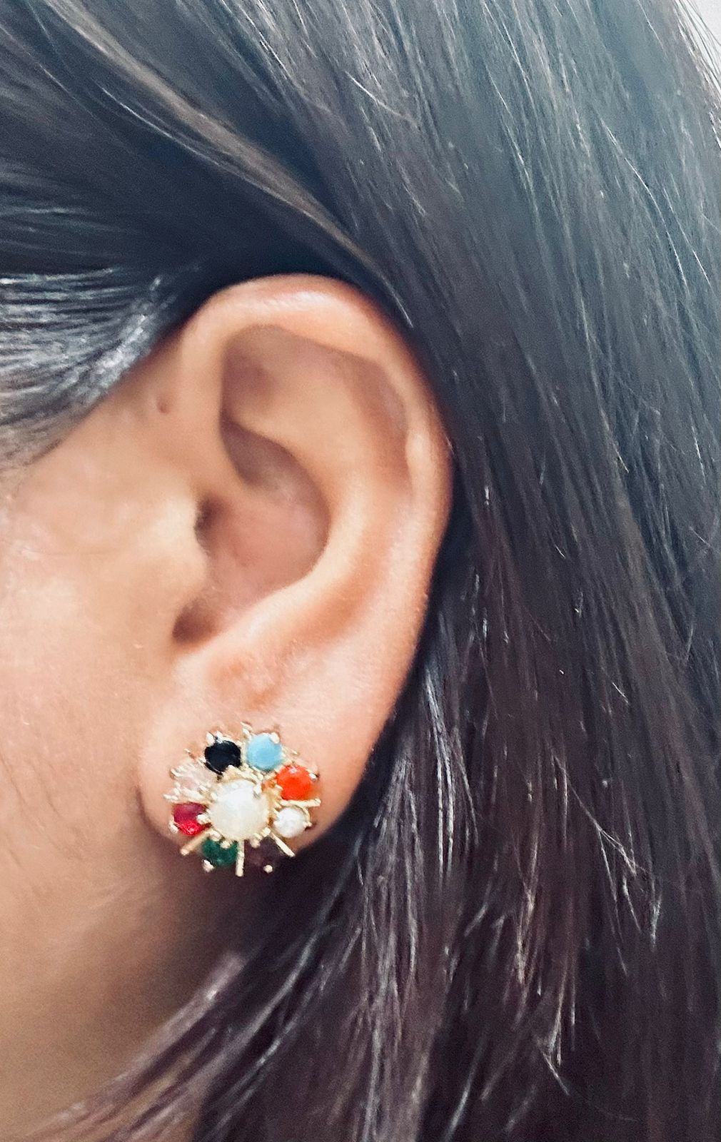 Gold Plated American Diamond Jewelry Set for Women & Girls – 9 Rattan Pendant with Earrings & Ring – Stylish Wear