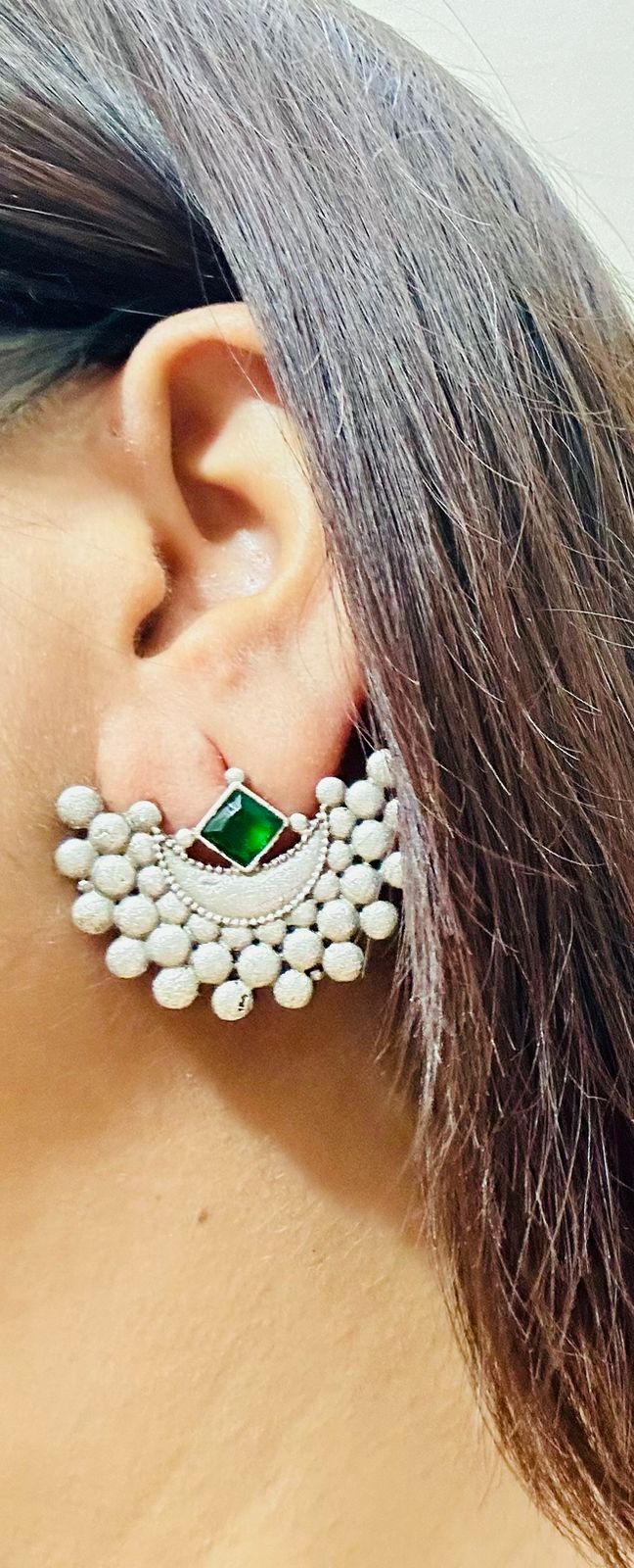 Antique Oxidized Moon-Inspired Statement Stud Earrings for Women and Girls