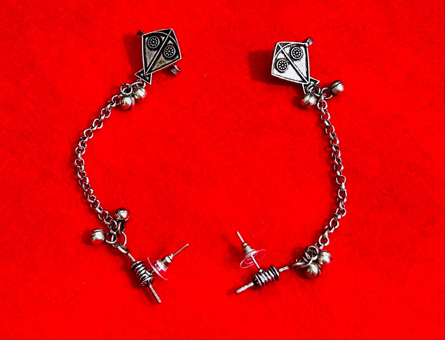 ROSAMODE Traditional Earcuffs for Women & Girls | Silver Plated Kite & Charki Design | Oxidised Bugatti Earrings | Stylish Ear Cuffs for Party