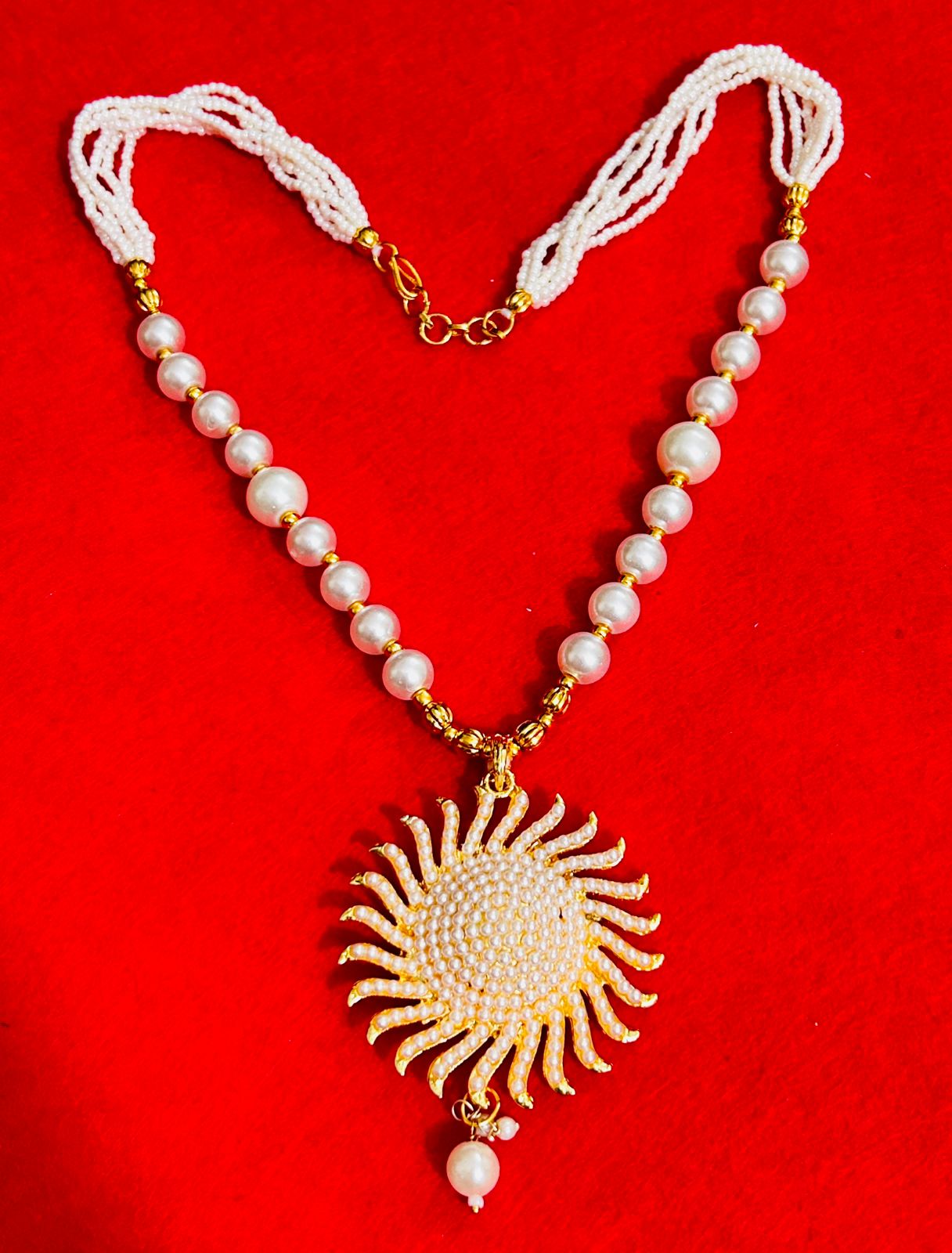 ROSAMODE Gold Toned Moti Mala Necklace Set for Women & Girls – Gold-Plated Pearl Beaded Necklace with Matching Beads Earrings – Traditional Ethnic Jewellery Set for Weddings & Festivals