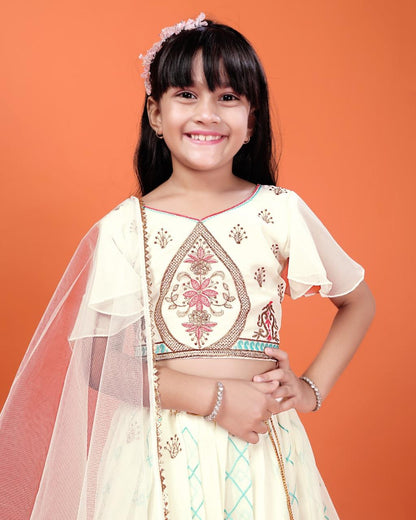 ROSAMODE Girls Traditional Outfit Fully Stitched Embroidered Lehenga Choli Set with Dupatta – Kids Ethnic Indian Dress for Wedding, Party & Festival (5 years)