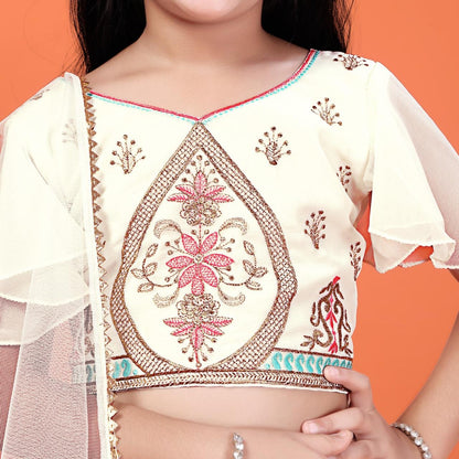 ROSAMODE Girls Traditional Outfit Fully Stitched Embroidered Lehenga Choli Set with Dupatta – Kids Ethnic Indian Dress for Wedding, Party & Festival (5 years)