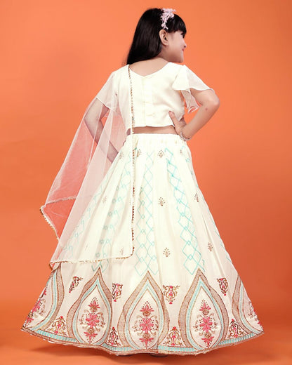 ROSAMODE Girls Traditional Outfit Fully Stitched Embroidered Lehenga Choli Set with Dupatta – Kids Ethnic Indian Dress for Wedding, Party & Festival (5 years)