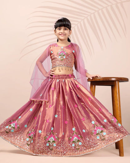 ROSAMODE Fully Stitched ReadyMade Lehenga Choli Set for Girls – Kids Ethnic Indian Wear with Dupatta for Wedding, Party & Festival (5-Years)