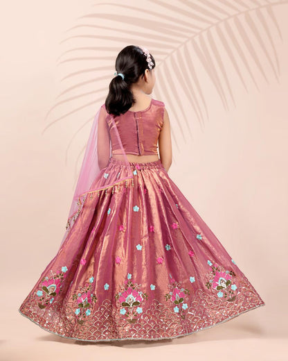 ROSAMODE Fully Stitched ReadyMade Lehenga Choli Set for Girls – Kids Ethnic Indian Wear with Dupatta for Wedding, Party & Festival (5-Years)