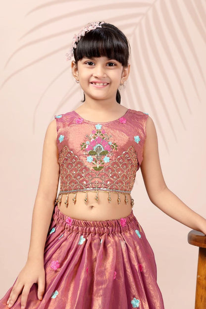 ROSAMODE Fully Stitched ReadyMade Lehenga Choli Set for Girls – Kids Ethnic Indian Wear with Dupatta for Wedding, Party & Festival (5-Years)