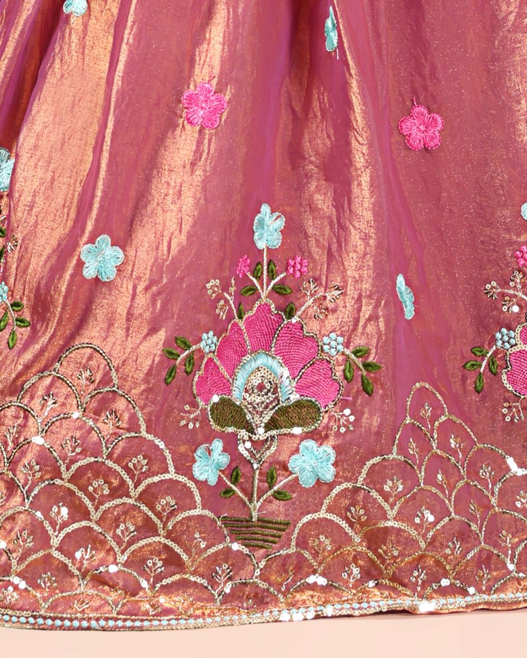 ROSAMODE Fully Stitched ReadyMade Lehenga Choli Set for Girls – Kids Ethnic Indian Wear with Dupatta for Wedding, Party & Festival (5-Years)