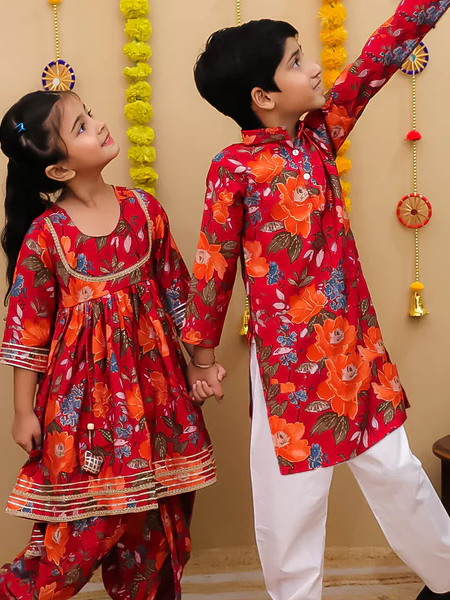 Traditional Ethnic Red Kids Wear for both Boys Girls