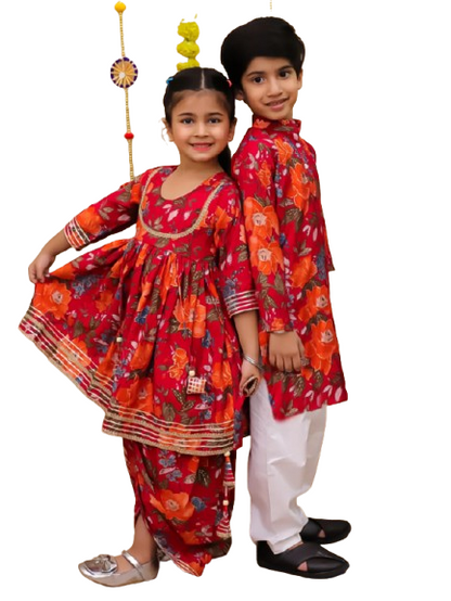 Traditional Ethnic Red Kids Wear for both Boys Girls