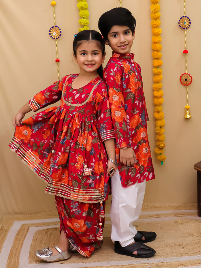 Traditional Ethnic Red Kids Wear for both Boys Girls